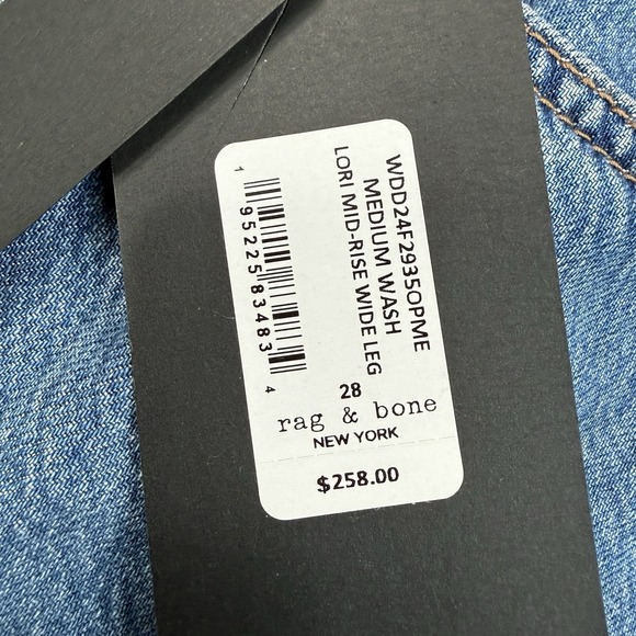 rag & bone Women's Lori Mid Rise Wide Leg Jeans Medium Wash Size 28 NEW $258 - Picture 7 of 12